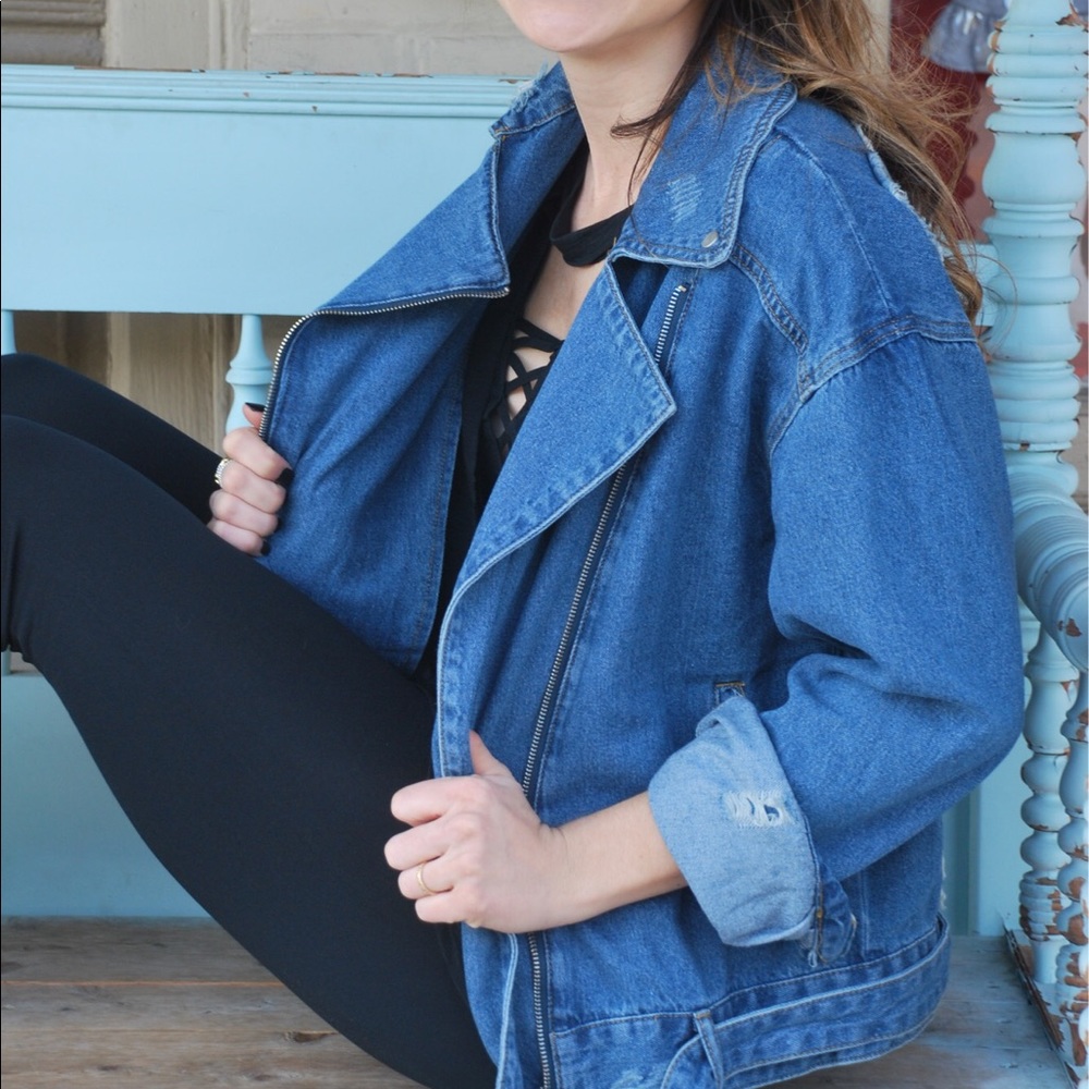 Essue Denim Bomber Jacket. Large Left! - Picture 7 of 8